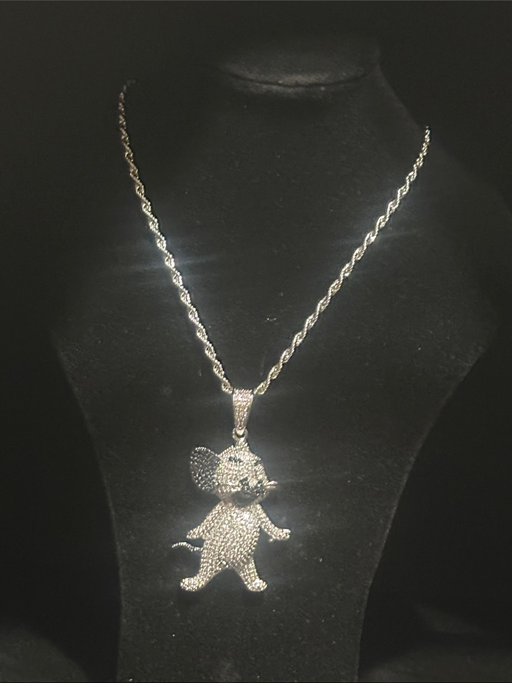 Silver Crystal Jerry ( Tom & Jerry )Pendant Necklace